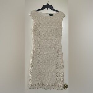 Lauren Ralph Lauren Dress LRL Lined Crochet Floral Lace Ivory Women’s Sz 6